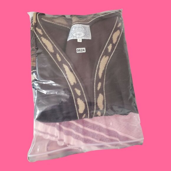 Vintage Brown Open-Front Cardigan With Dog & Chain Embroidery Size 40eu Medium - Picture 11 of 11